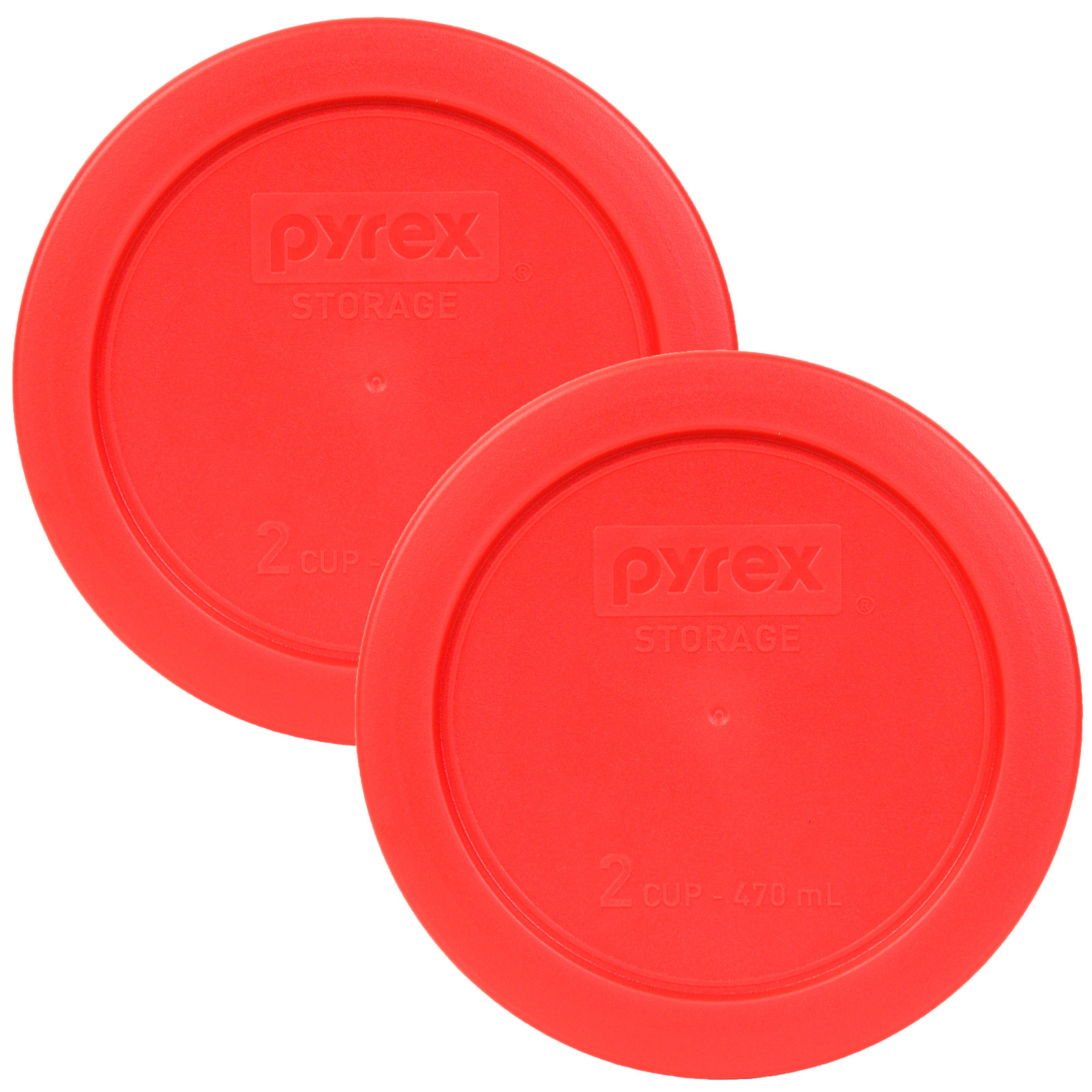 Pyrex 7200-PC Round 2 Cup 5" Storage Lid Cover 2 Pack Red for Glass Bowl gallery