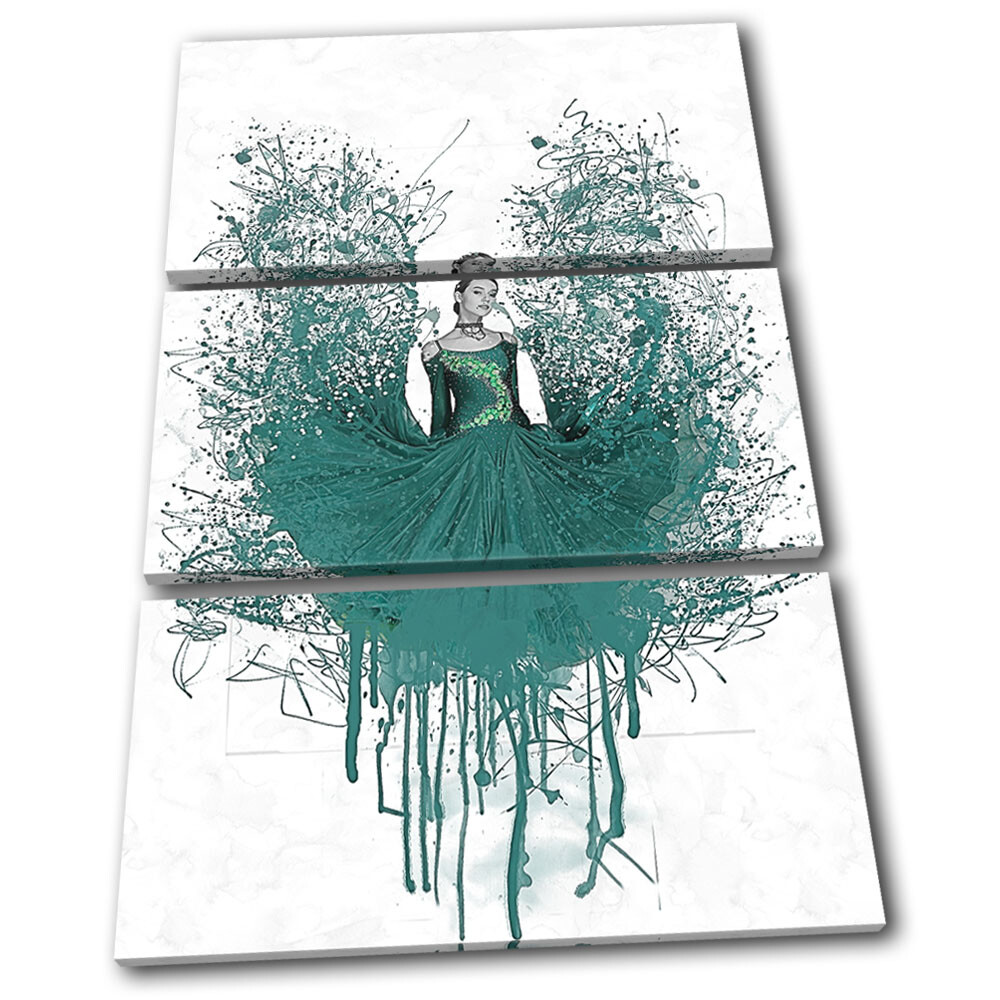 Ballerina Dance Aqua Splash Abstract TREBLE CANVAS WALL ART Picture Print gallery