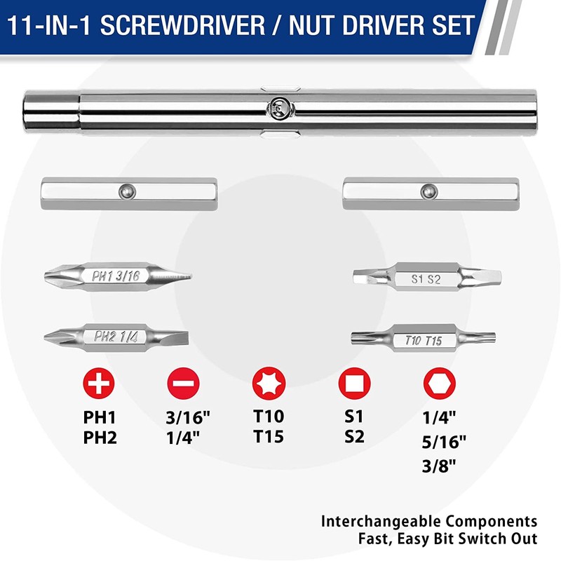 WORKPRO 11-in-1 Screwdriver/Nut Driver Set Tool Philips/Slotted/Torx/Square 3Nut gallery