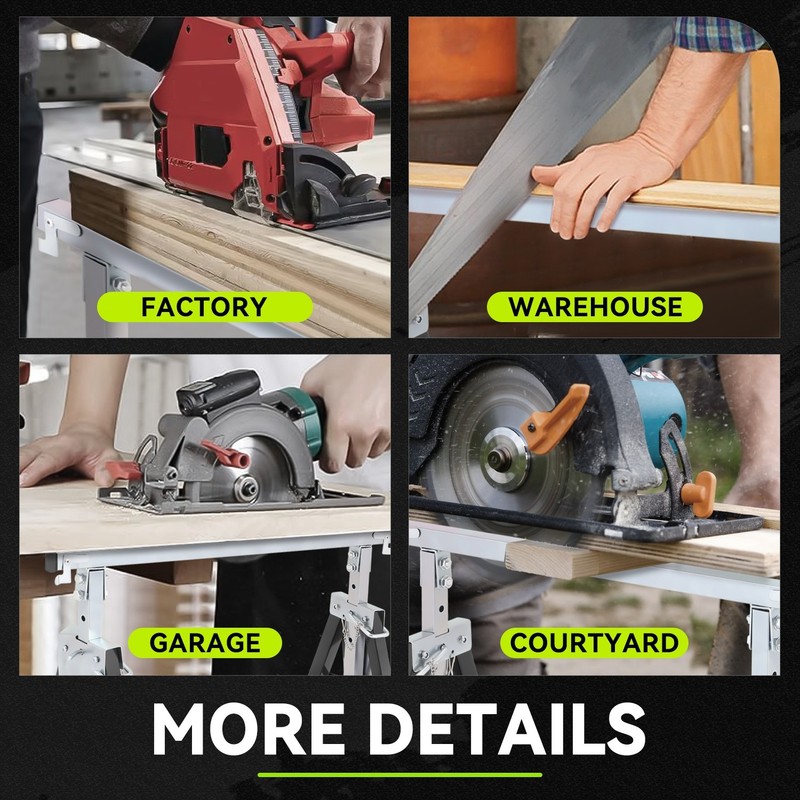 440 LBS Foldable Rust-Resistant Adjustable Metal Saw Horse Woodworking Metallic gallery