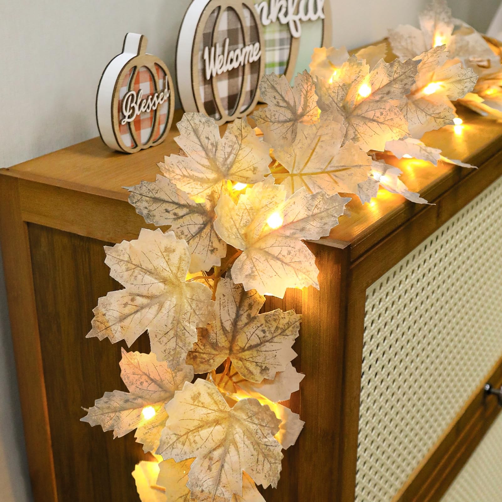 Timer - 2 Pack Fall Decor Fall Garland with Lights Fall Decorations for Home, gallery