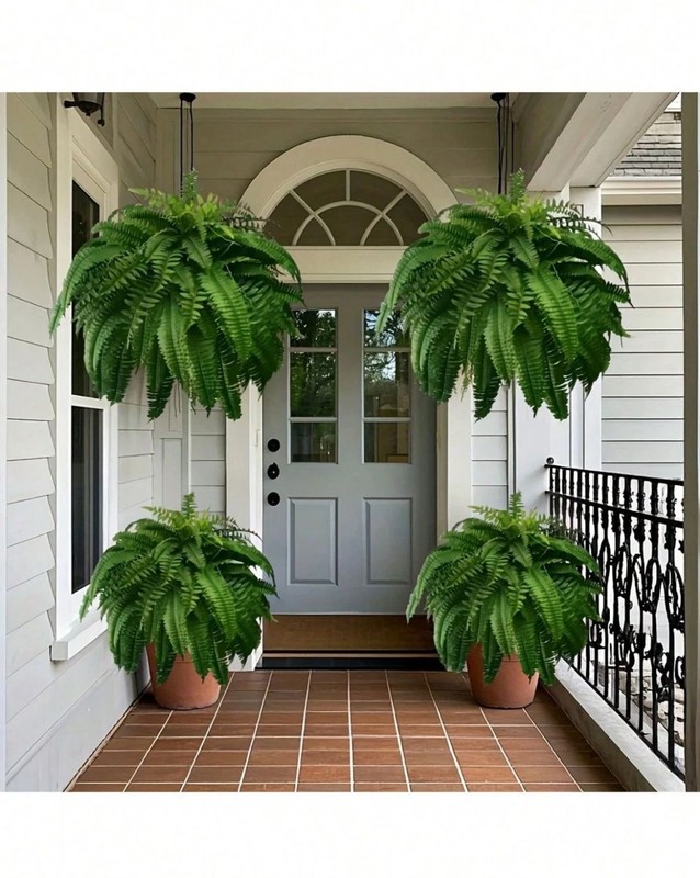 2 Pack Artificial Large Boston Fern Plant Wall Hanging Decoration Home Decor gallery