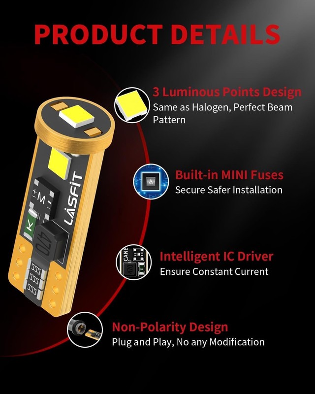 High-Performance 168 LED Bulbs - 400LM Non-Polar Amber for 12-24V Applications gallery
