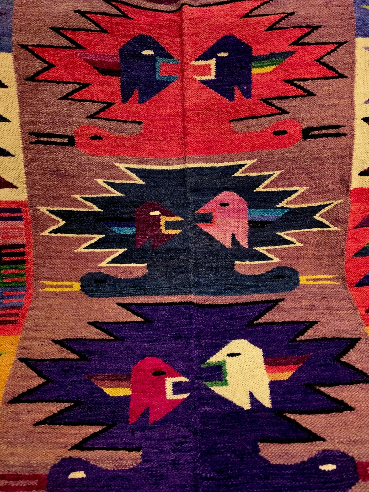 Handwoven Andean Alpaca Wool Tapestry – Colorful Tribal Animal Motif Blanket | P gallery