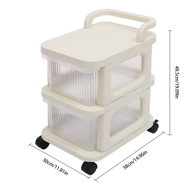 2-Drawer Plastic Rolling Storage Cart With Handle & 4 Wheels (2 Brakes) gallery