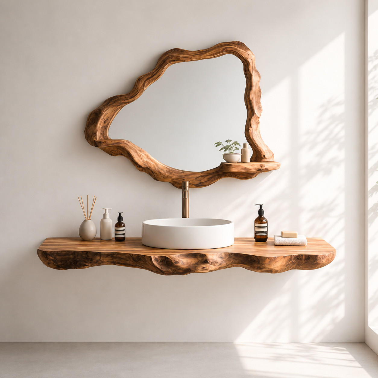 Floating Wood Shelf Live Edge Wall Shelf Rustic Modern Floating Shelf Minimalist gallery