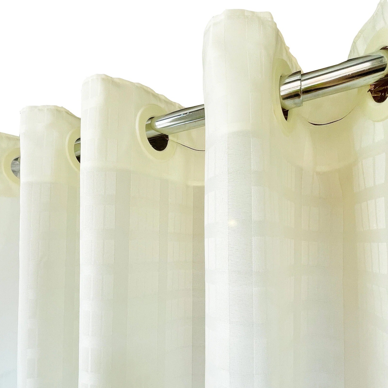 Hookless Beige Litchfield Weave Polyester Shower Curtain 71"x74" HBH43LIT05 bath gallery