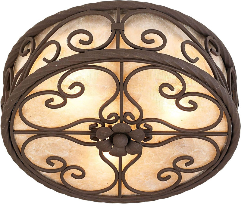Rustic Dark Walnut Flush Mount Ceiling Light for Farmhouse Style Decor gallery