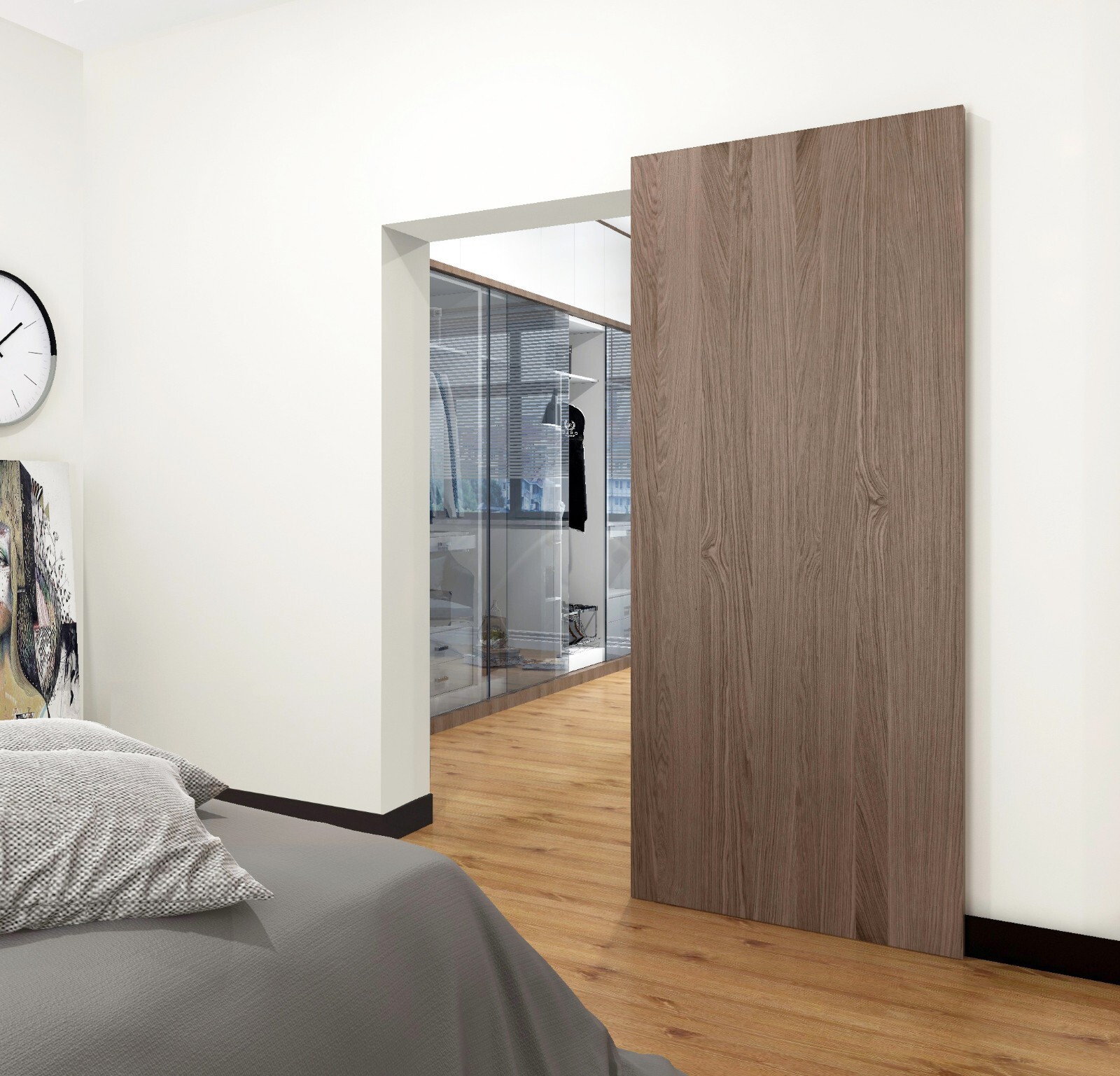 Concealed Sliding Barn Door Hardware with Soft Close Mechanism,No Floor Track gallery