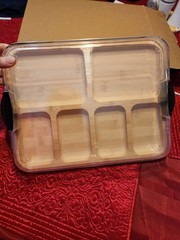 Acrylic Snack Tray with Base, Bamboo Tray with Clear Acrylic Cover, New In Box