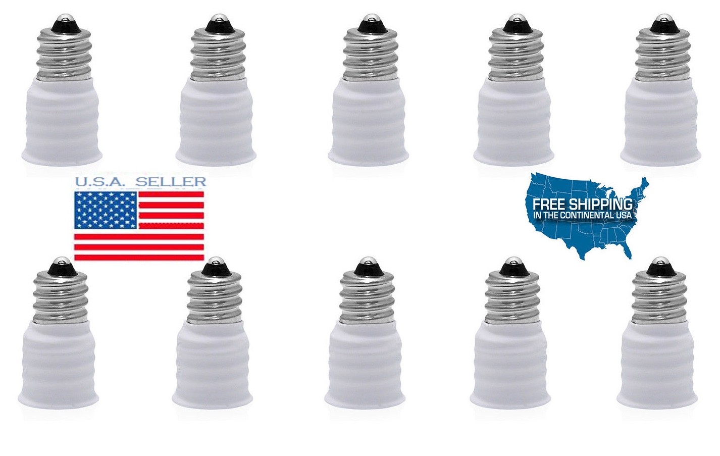 NEW! 10pcs E12 to E14 Extend Base Edison Light Bulb Lamp Adapter Converter Screw gallery