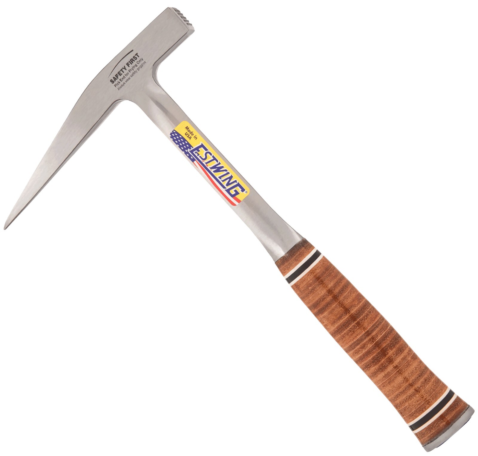 Estwing E13P Lightweight Rock Pick, Smooth Face, Genuine Leather Grip, USA Made gallery