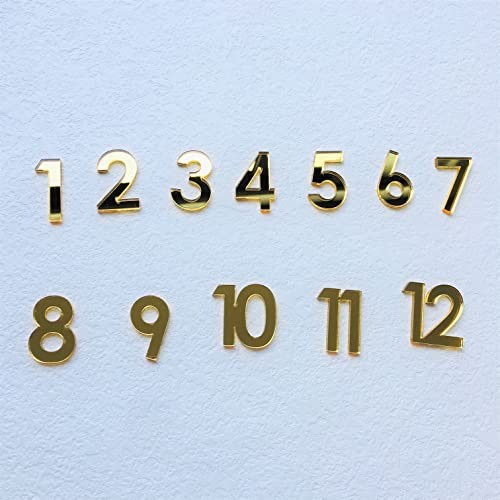 12 Pcs Arabic Mirrored Acrylic Numerals for a Wall Clock () Mirror Gold gallery