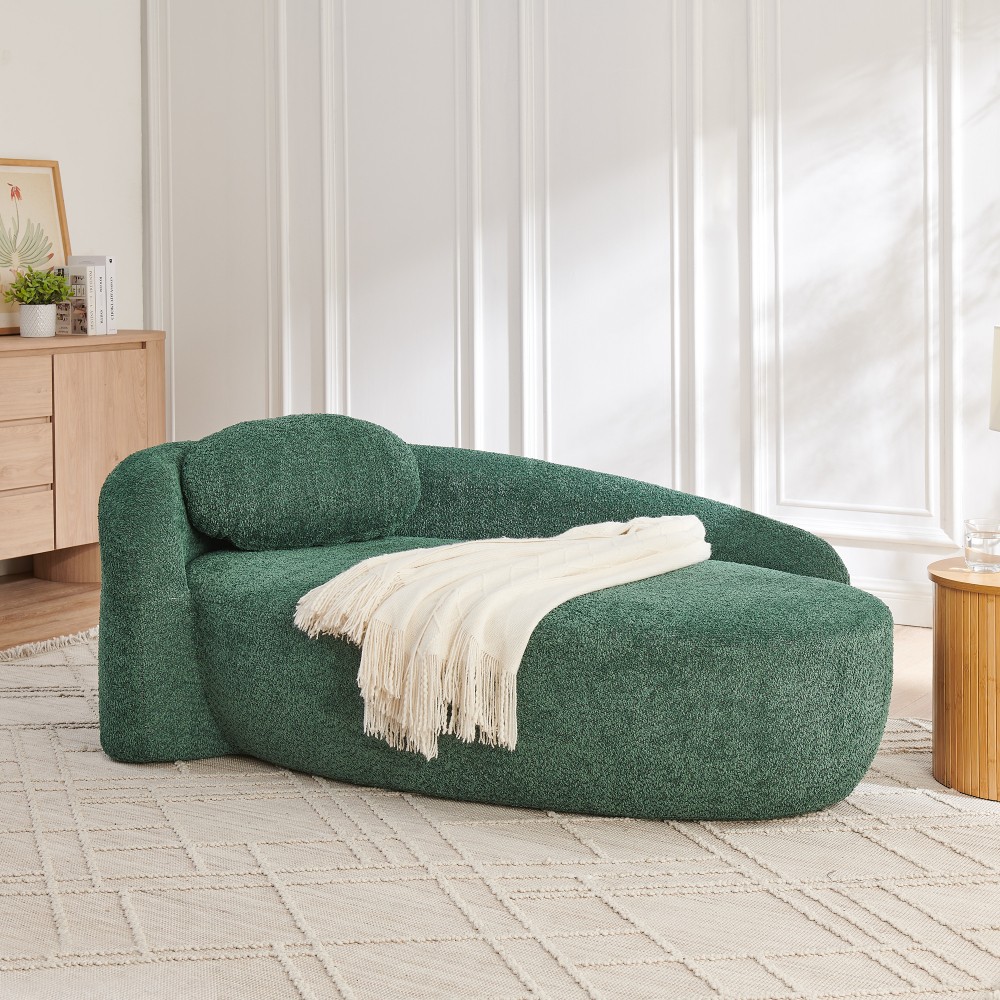 Modern Oval Single Lazy Sofa Chair with Integrated Backrest, Side Armres Pillow gallery