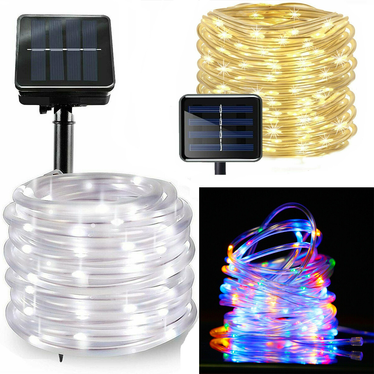 Outdoor Garden Lamp String Light Solar Rope Tube Lights Waterproof 32FT 100 LED gallery