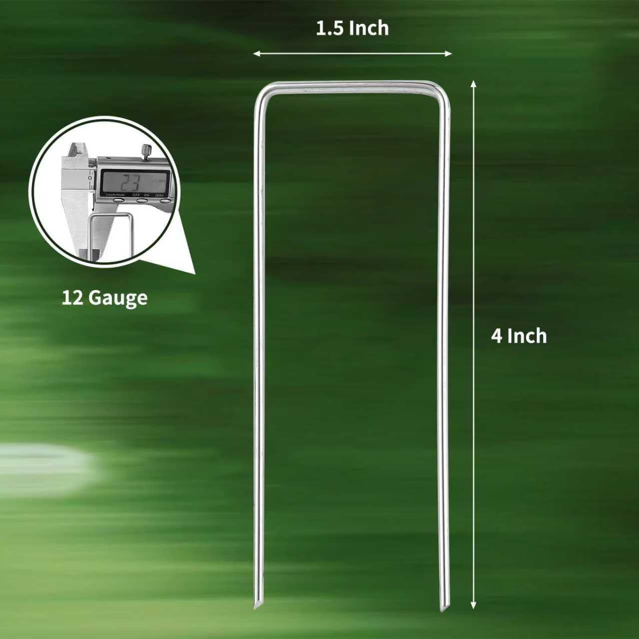 57 Pack 4 Inch Galvanized U-Shaped Garden Stakes Landscape Staples, 12 Gauge Hea gallery