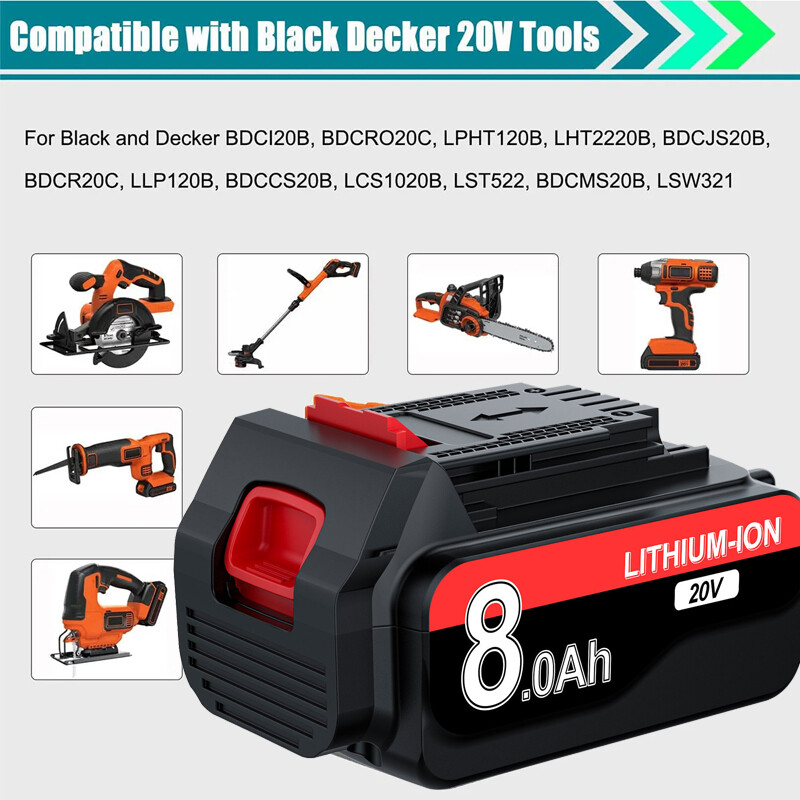 6.0Ah 20Volt For Black and Decker battery LB20 LBX20 LBXR20 LB2X4020 3.5Ah/8.0AH gallery