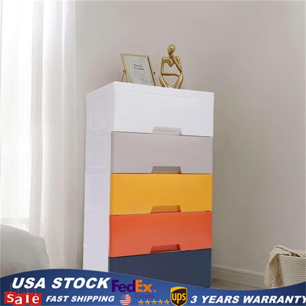 5-Tier Plastic 5 Drawers Dresser Storage Cabinet Bedroom Chest Closet Organizer gallery