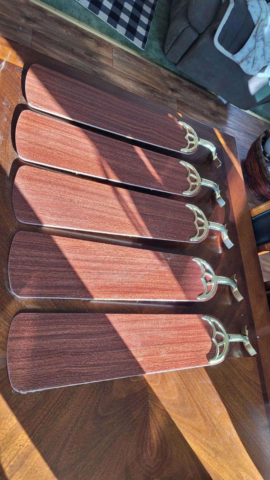 5 ceiling fan blades (slightly used) as shown (ONLY SELLING BLADES) gallery