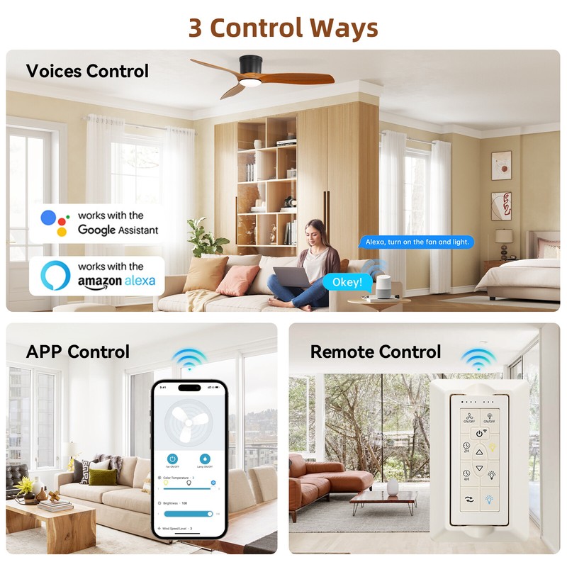 Sofucor 52inch Smart Ceiling Fan,6 Speeds Alexa/Google/App/ice/Remote/Reversible gallery