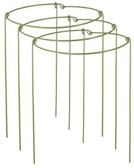 3 Pack Plant Support Stakes Adjustable Plant Ring Cages W/ Green Rubber Wrapping