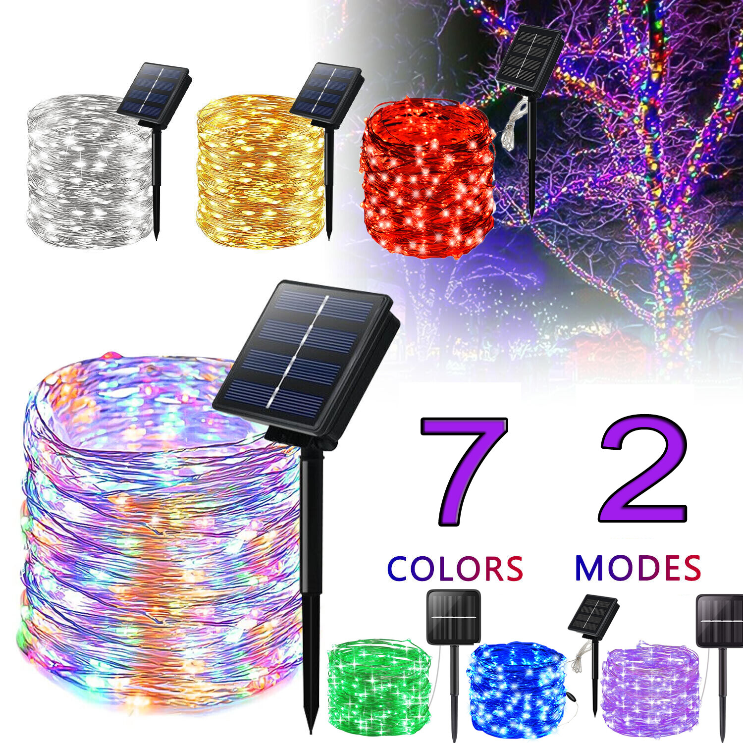 Outdoor Solar Fairy Lights String Copper Wire Waterproof Garden Decor 100/200LED gallery