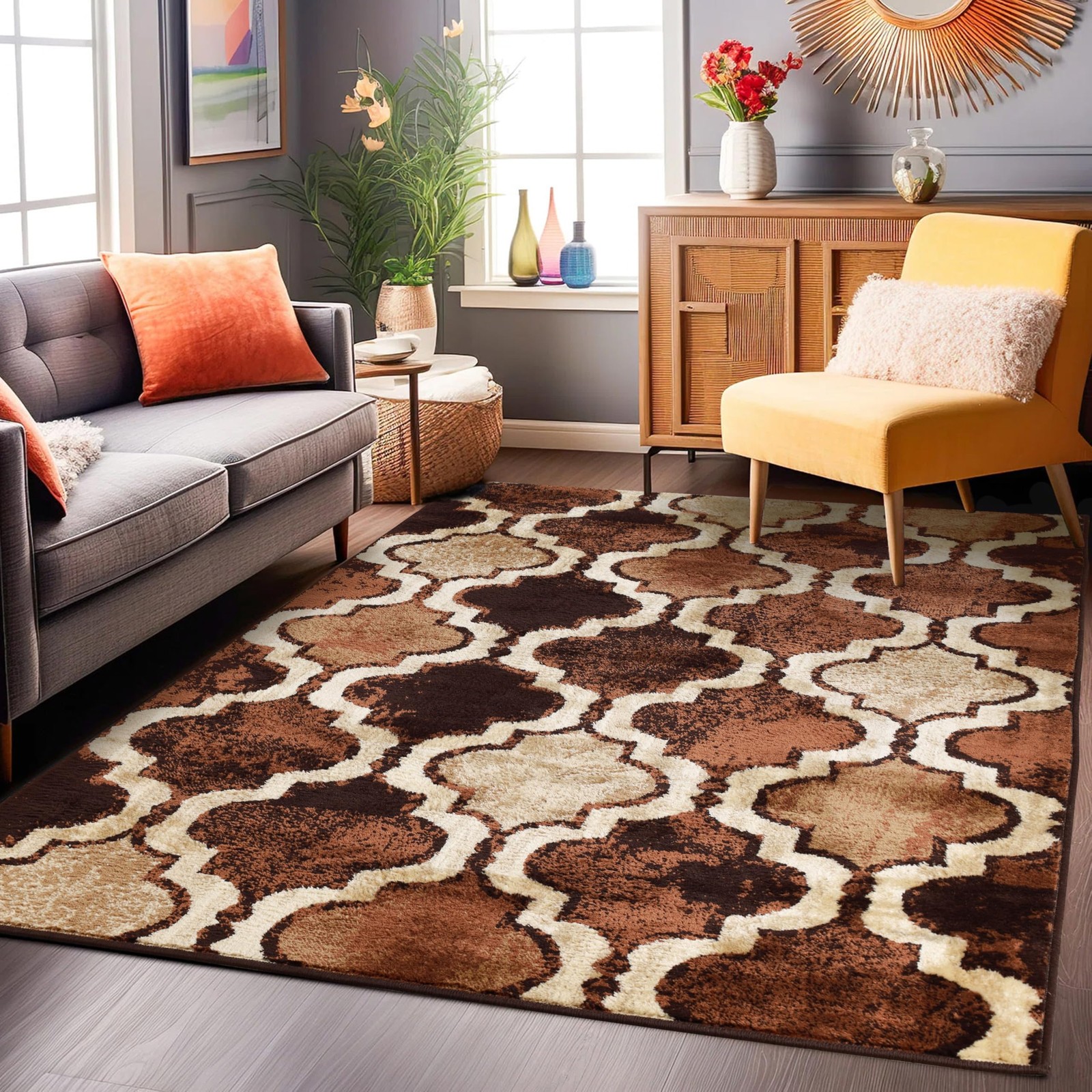 Indoor Area Rug, Jute Backing, Modern Plush Rugs for Hallway, Living, Dining ... gallery