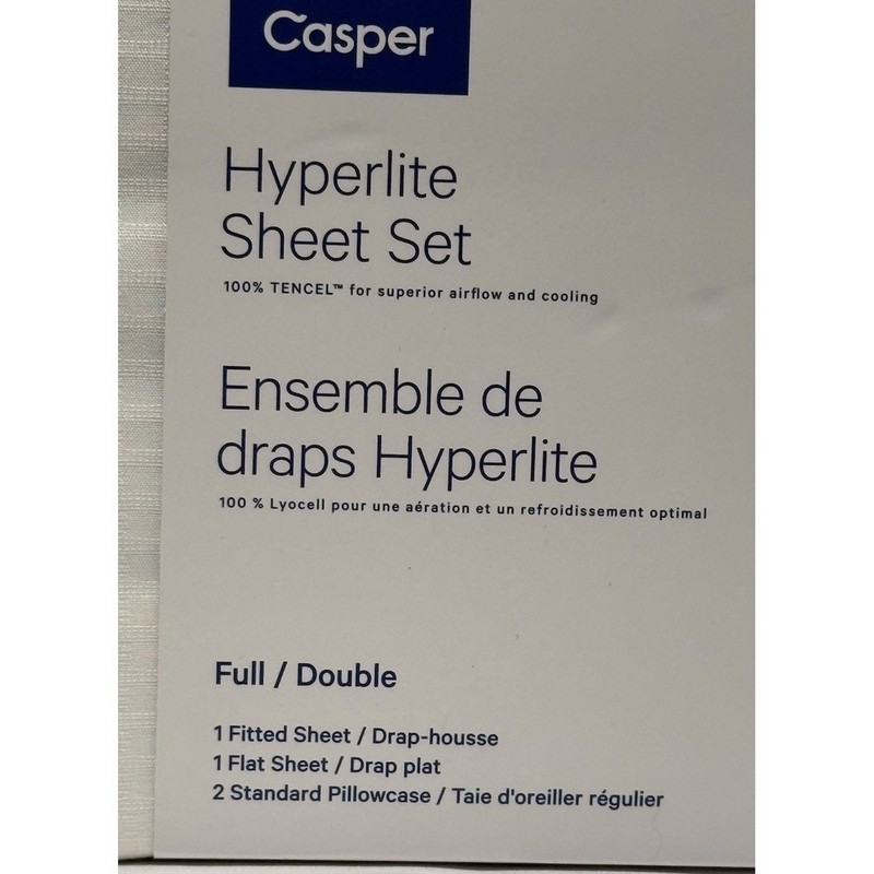 Casper Hyperlite Cooling Grid Weave 100% Lyocell WHITE 4pc FULL Sheet Set NWT! gallery