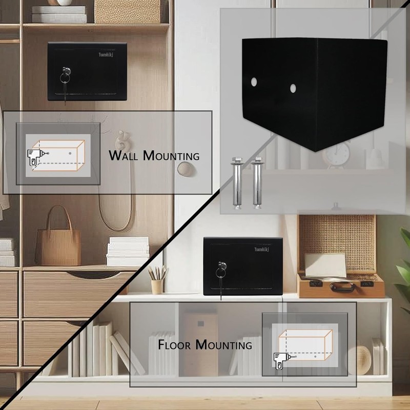 Versatile Wall Mount Safe Box with Key Lock - Ideal for Cash & Jewelry Storage gallery