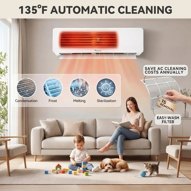 9000 BTU Mini Split AC/Heating System 115V 18 SEER2 Energy Efficient WiFi Alexa gallery