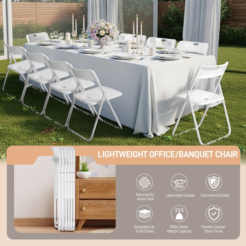 10 PCS Portable Folding Plastic Stackable Chairs for Camping Wedding Party gallery