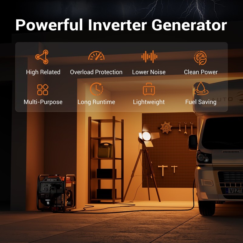 Efurden Gas Inverter Generators Portable 4400W ECO Mode 120V Output Recoil Start gallery