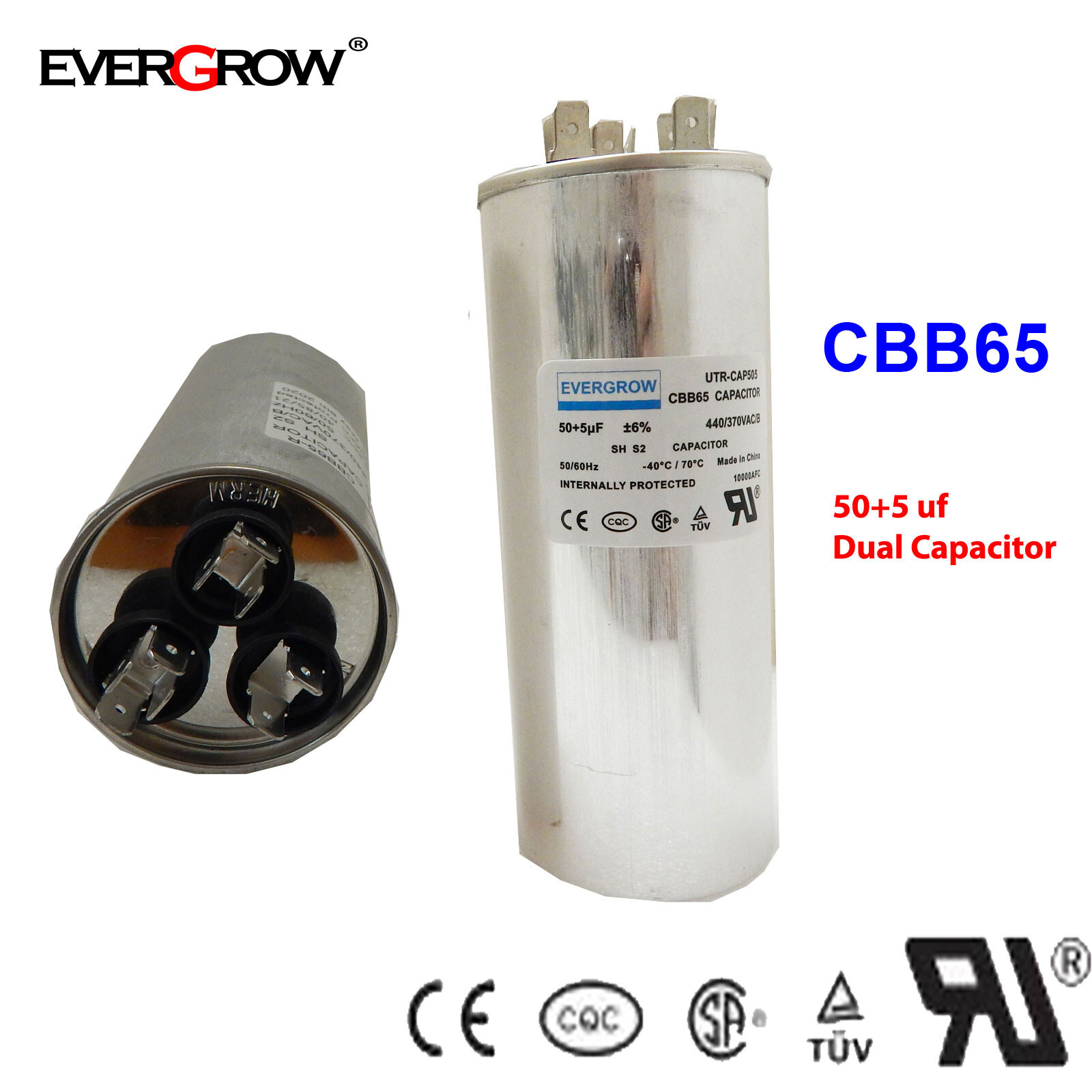 50/5 MFD CBB65B Dual Run Round Capacitor Motor Run Capacitor for Condenser Cool gallery
