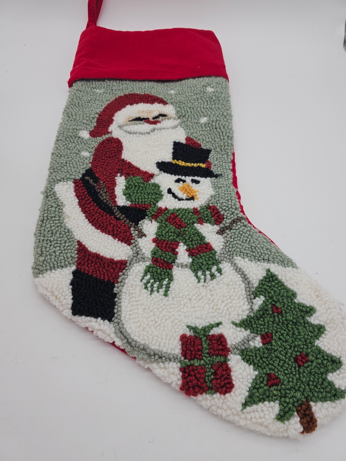 Christmas Stocking Punch Needle Tufted Embroidered Santa Snowman Velvet gallery