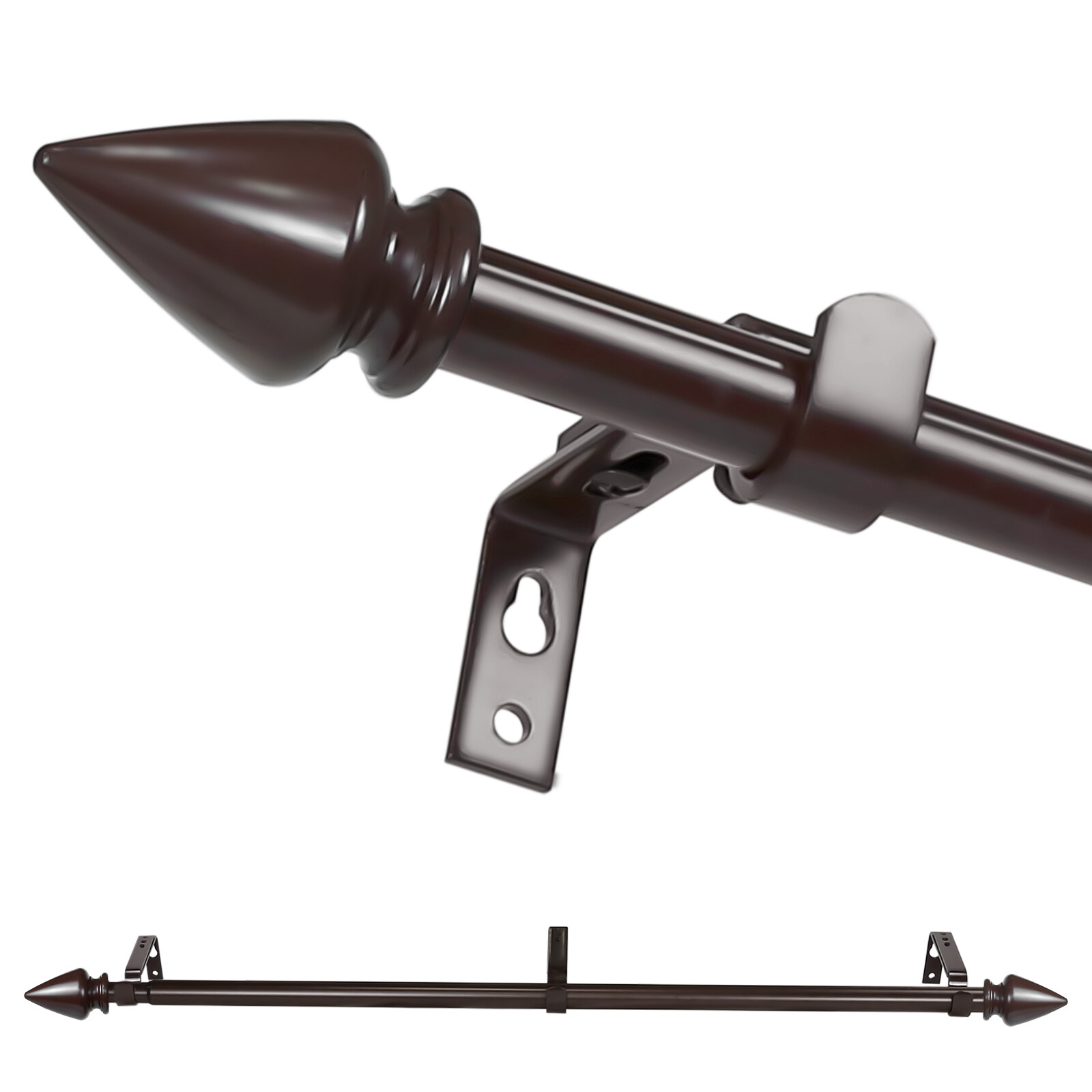 5/8“ Adjustable Lance Drapery Single Curtain Rod Set , 28”-48“/48”-84“/84”-120“ gallery