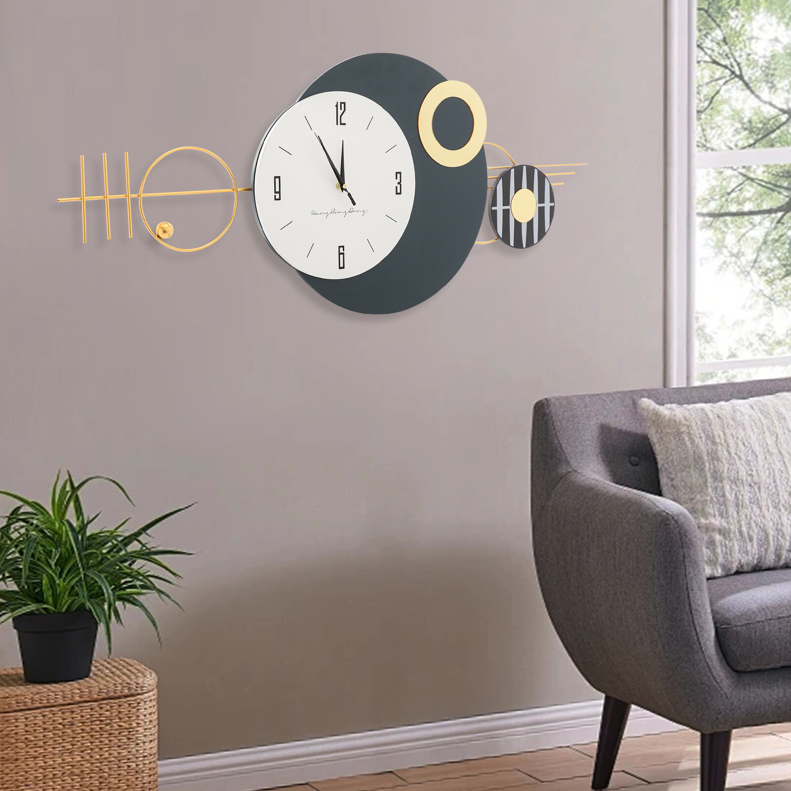 Modern Decorative Wall Clock - Silent Sweep, Elegant Metal Design gallery