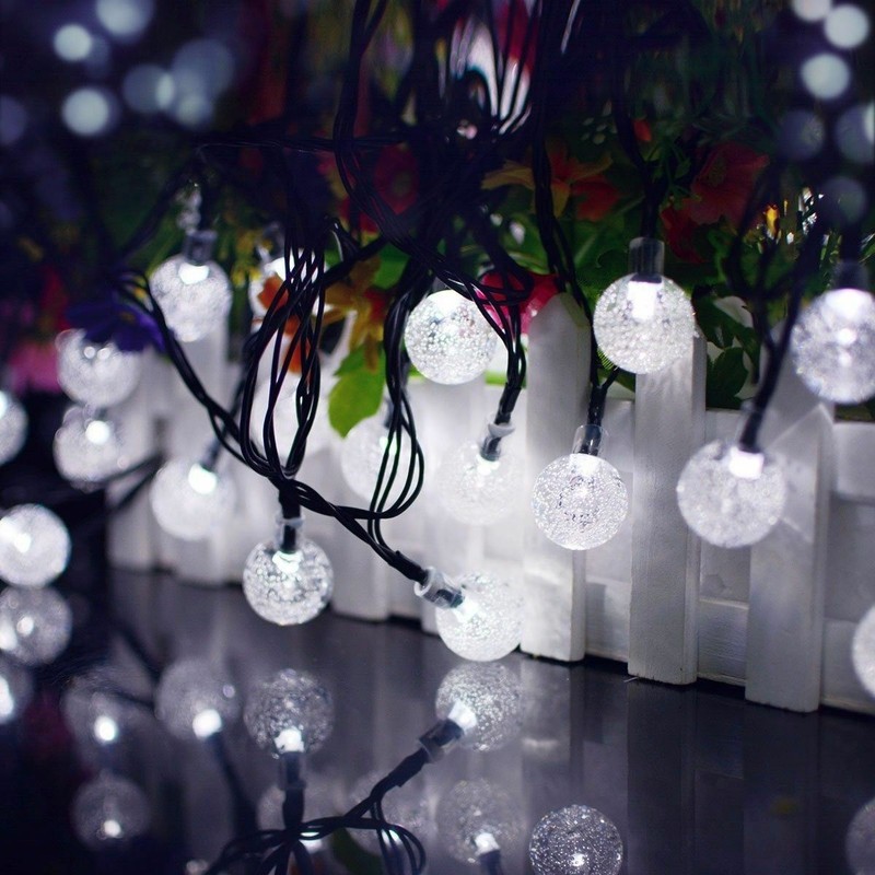 20ft 30 LED Solar String Ball Lights Outdoor Waterproof Warm White Garden Decor gallery