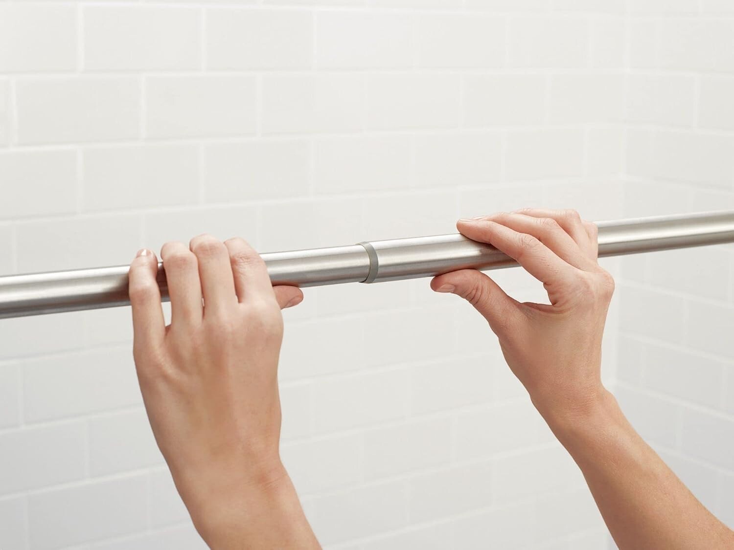Moen TR1000BN Adjustable 44-72 Inch Tension Shower Curtain Rod - Brushed Nickel gallery