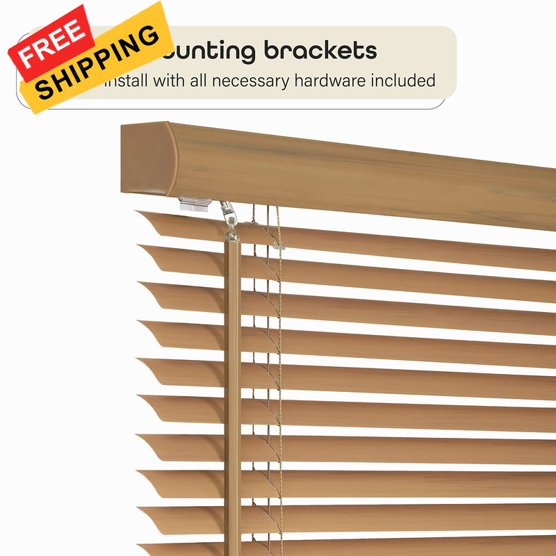 Cordless Light Filtering Mini Blind - 24 Inch Width, 72 24"W x 72"H, Woodtone gallery