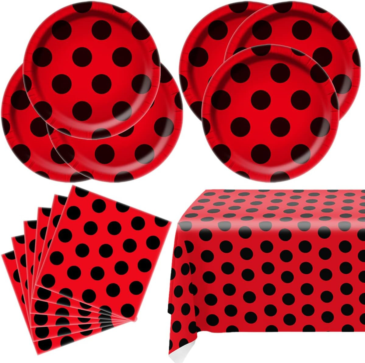 Ladybug Party Tableware Sets,20 Plates and 20 Napkins and Tablecloth87 '' X 52 ' gallery