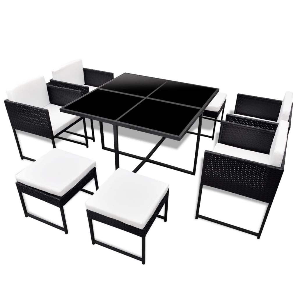 Patio Dining Set Outdoor Table and Chairs Furniture Set Poly Rattan vidaXL gallery