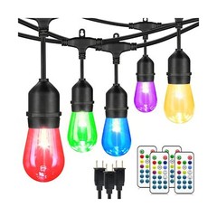 Mlambert 144Ft(3x48ft) Multicolor Outdoor Patio Lights, Dimmable RGB Cafe Str…