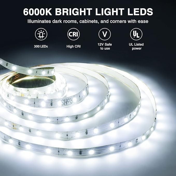 LED Light Strip,16.4ft Dimmable LED Tape Light, 6000K Daylight White Strip Li... gallery