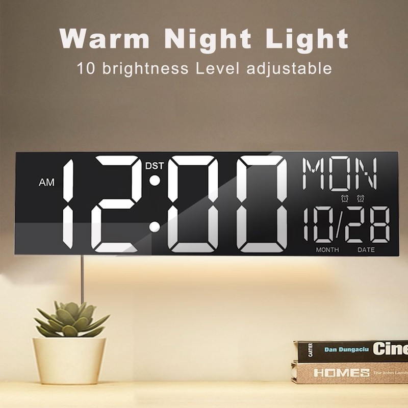 30" Large Digital Wall Mount Clock with Remote Control, Alarm, Auto DST gallery