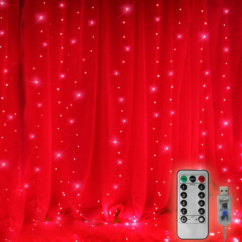 300 LED Curtain Christmas String Lights, Backdrop Fairy Lights With Remote Co... gallery