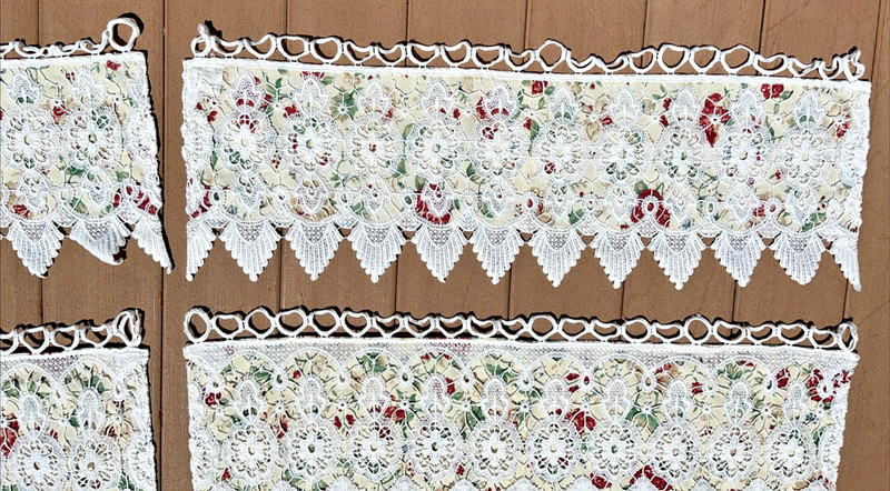 Longaberger Heirloom Curtains 2 Sets With Crochet Custom Made Cottage Core OOAK gallery