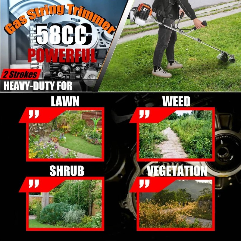 42.7CC/58CC Straight Shaft Gas String Trimmer Gas Powered Weedeater Brush Cutter gallery