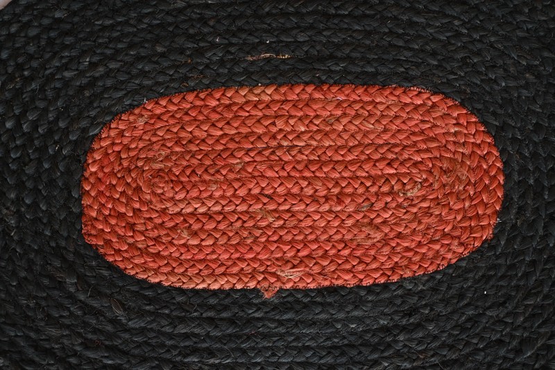 Rugmoda Jute Black & Terracotta Braided Oval 1.5x2 ft Entryway Doormat Rug gallery