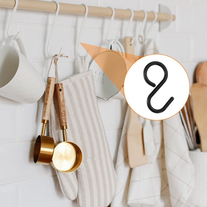 9pcs S Hooks 3.5" Plastic Hanging S Shaped Hooks Large Closet Rod Hooks Black gallery