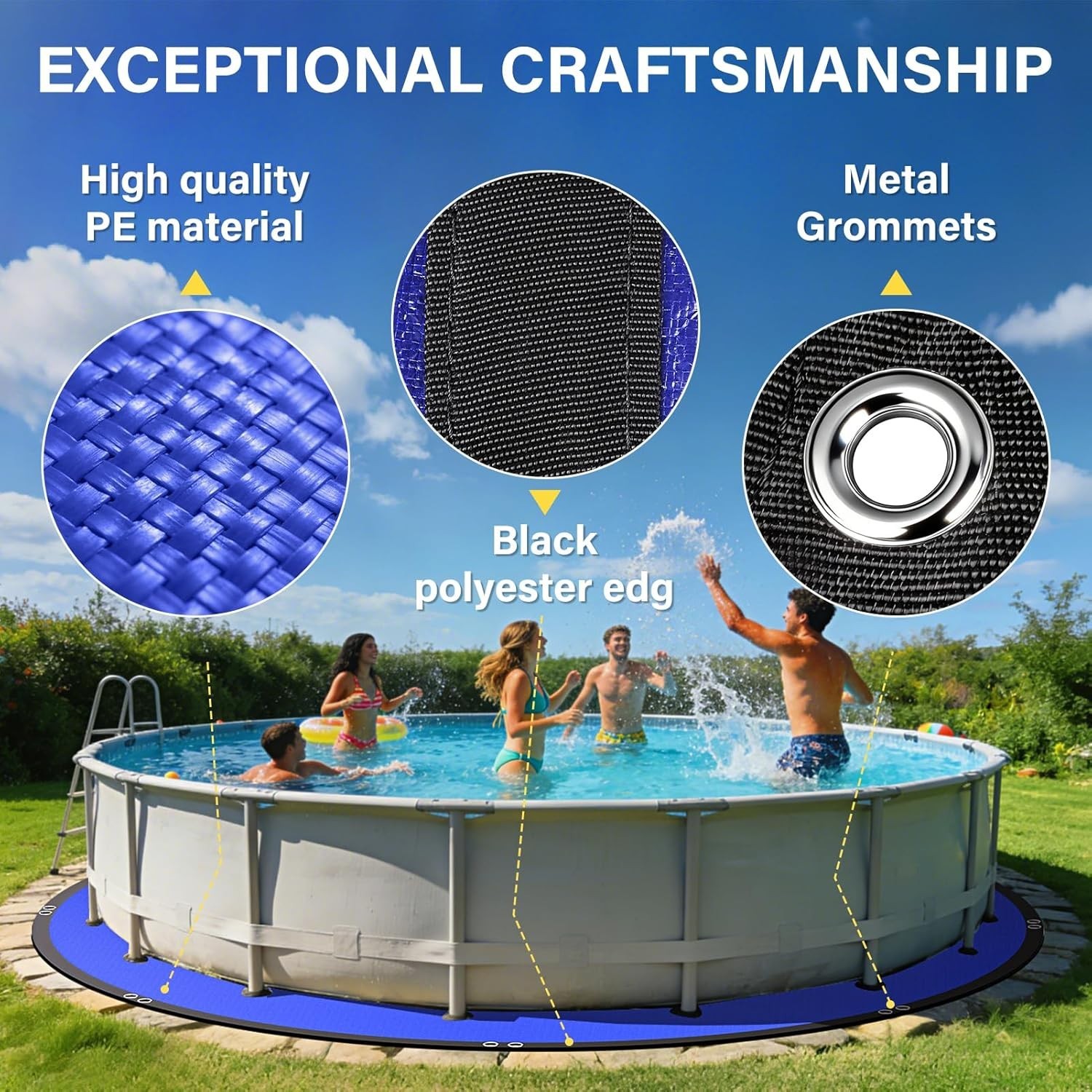 21FT Round Pool Liner Pad for Above Ground Pools, 165 GSM Thickened Puncture-Res gallery